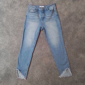 Cello High Rise Skinny Jeans with Frayed Tulip Hem Light Wash Size 3